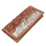 BAR H EQUINE Rodeo Floral Bifold & Trifold Wallet For Men Women HairOn Genuine Leather Tan - Bifold Wallet