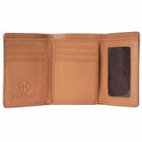 BAR H EQUINE Rodeo Hand Carved Unisex Trifold Wallet Genuine Hair-On Leather