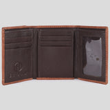 BAR H EQUINE Rodeo Hand Carved Unisex Trifold Wallet Genuine Hair-On Leather
