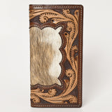 BAR H EQUINE Rodeo Hand Carved Unisex Bifold Wallet Genuine Hair-On Leather