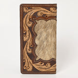 BAR H EQUINE Rodeo Hand Carved Unisex Bifold Wallet Genuine Hair-On Leather