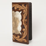 BAR H EQUINE Rodeo Hand Carved Unisex Bifold Wallet Genuine Hair-On Leather