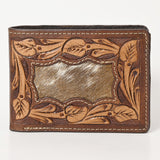 BAR H EQUINE Hand Carved Unisex Bifold Wallet Genuine Hair-On Leather