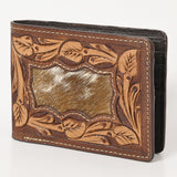 BAR H EQUINE Hand Carved Unisex Bifold Wallet Genuine Hair-On Leather