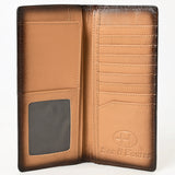 BAR H EQUINE Rodeo Hand Carved Unisex Bifold Wallet Genuine Hair-On Leather