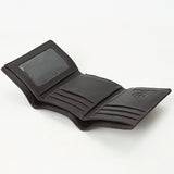 BAR H EQUINE Rodeo Hand Carved Unisex Trifold Wallet Genuine Hair-On Leather