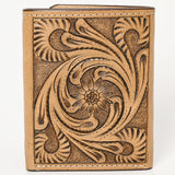 BAR H EQUINE Rodeo Hand Carved Unisex Trifold Wallet Genuine Hair-On Leather