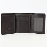 BAR H EQUINE Rodeo Hand Carved Unisex Trifold Wallet Genuine Hair-On Leather