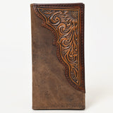 BAR H EQUINE Rodeo Hand Carved Unisex Bifold Wallet Genuine Hair-On Leather