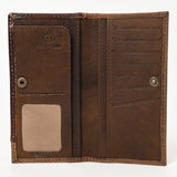 BAR H EQUINE Rodeo Hand Carved Unisex Bifold Wallet Genuine Hair-On Leather
