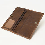 BAR H EQUINE Rodeo Hand Carved Unisex Bifold Wallet Genuine Hair-On Leather