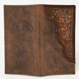 BAR H EQUINE Rodeo Hand Carved Unisex Bifold Wallet Genuine Hair-On Leather