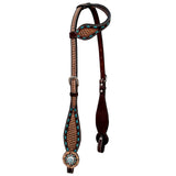 Bar H Equine Western Leather Horse Tack Set Basket Weave Carved Brown
