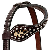 Bar H Equine Horse Genuine Leather Floral Carved Tack Set Brown
