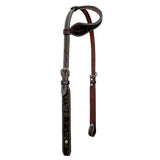 Bar H Equine Horse Genuine Leather Floral Carved Tack Set Dark Brown - One Ear Headstall