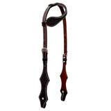 Bar H Equine Western Leather Horse Tack Set Basket Weave Tooled Dark Brown - One Ear Headstall