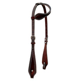 Bar H Equine Western Genuine Leather Horse Tack Set Dark Brown - One Ear Headstall