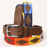 BAR H EQUINE Kids Beautiful Western Brown Leather Embroidered Belt - L/XL