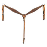BAR H EQUINE Western Handtooled Leather Horse Headstall & Breast Collar Set | Tack - Breast Collor