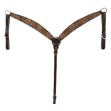 BAR H EQUINE Western Handtooled Leather Horse Headstall & Breast Collar Set | Tack - Breast Collor