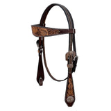 BAR H EQUINE Western Handtooled Leather Horse Headstall & Breast Collar Set | Tack