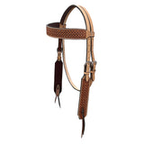 BAR H EQUINE Western Handtooled Leather Horse Headstall & Breast Collar Set | Tack - Headstall
