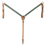 BAR H EQUINE Western Handtooled Leather Horse Headstall & Breast Collar Set