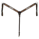 BAR H EQUINE Western Handtooled Leather Horse Headstall & Breast Collar Set | Tack - Breast Collor