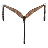 BAR H EQUINE Western Handtooled Leather Horse Headstall & Breast Collar Set