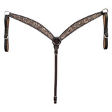 BAR H EQUINE Western Handtooled Leather Horse Headstall & Breast Collar Set | Tack - Breast Collor