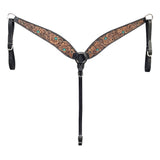 BAR H EQUINE Western Handtooled Leather Horse Headstall & Breast Collar Set | Tack - Breast Collor