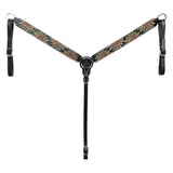 BAR H EQUINE Western Handtooled Leather Horse Headstall & Breast Collar Set | Tack - Breast Collor