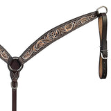 BAR H EQUINE Western Handtooled Leather Horse Headstall & Breast Collar Set