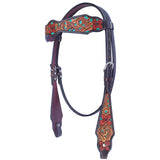 Bar H Equine American Leather Horse Saddle Tack One Ear Headstall Breast Collar Browband Wither Strap Tropical Turquoise