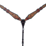 Bar H Equine American Leather Horse Saddle Tack One Ear Headstall Breast Collar Browband Wither Strap Tropical Turquoise