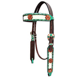 Bar H Equine Premium Hand Tooled Leather Stainless Steel Hardware Breast Collar Brown