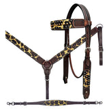 Bar H Equine Premium Hand Tooled Leather Stainless Steel Hardware Breast Collar Brown