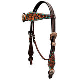 Bar H Equine Genuine Western American Leather Horse Premium Headstall & Breast Collar Set