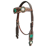 Bar H Equine Genuine Western American Leather Horse Premium Headstall & Breast Collar Set