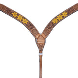 BAR H EQUINE Western Leather Horse Headstall & Breast Collar Wither Strap