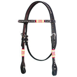 Bar H Equine Western Horse Rawhide Genuine American Leather Tack Set Brown