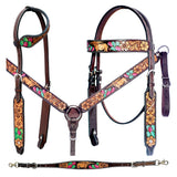 BAR H EQUINE Leather Horse Premium One Ear Headstall & Breast Collar Set