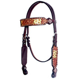 Bar H Equine American Leather Horse Saddle Tack One Ear Headstall | Breast Collar Browband Wither Strap Set BER238