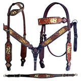 Bar H Equine American Leather Horse Saddle Tack One Ear Headstall | Breast Collar Browband Wither Strap Set BER238