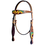 Bar H Equine Genuine Western American Leather Horse Premium Headstall & Breast Collar Set