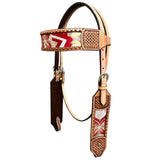 Bar H Equine Western Leather Horse Headstall & Breast Collar Brown