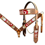 Bar H Equine Western Leather Horse Headstall & Breast Collar Brown
