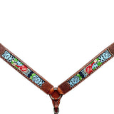 Bar H Equine Western Leather Horse Headstall & Breast Collar Brown