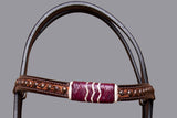 BAR H EQUINE Horse Hand Carved Breast Collar Headstall Genuine Leather Brown
