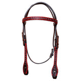 BAR H EQUINE Horse Hand Carved Breast Collar Headstall Genuine Leather Dark Brown